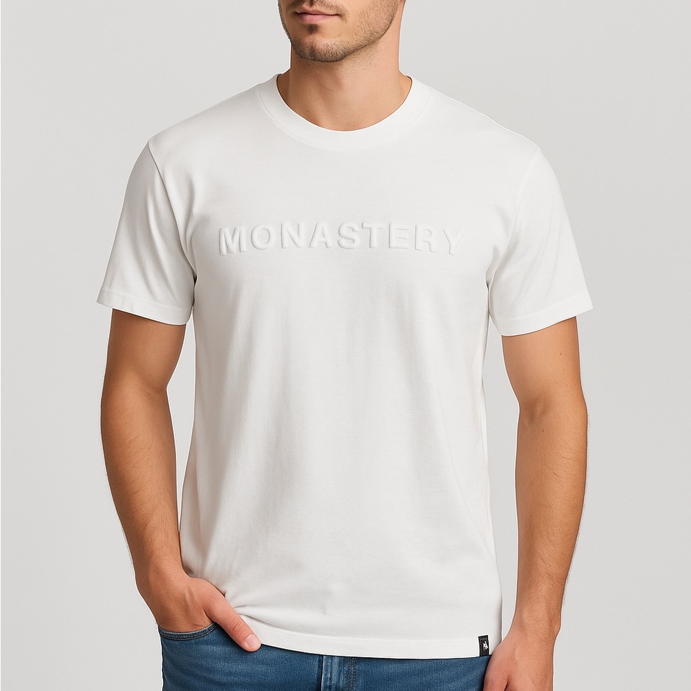 Monastery Couture White Logo T-Shirt Mens Size Medium